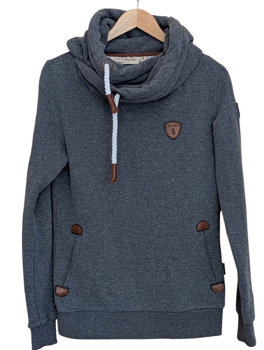 Wanakome Women's Artemis Hoodie Funnel Neck Charcoal M Outdoor Casual Athletic